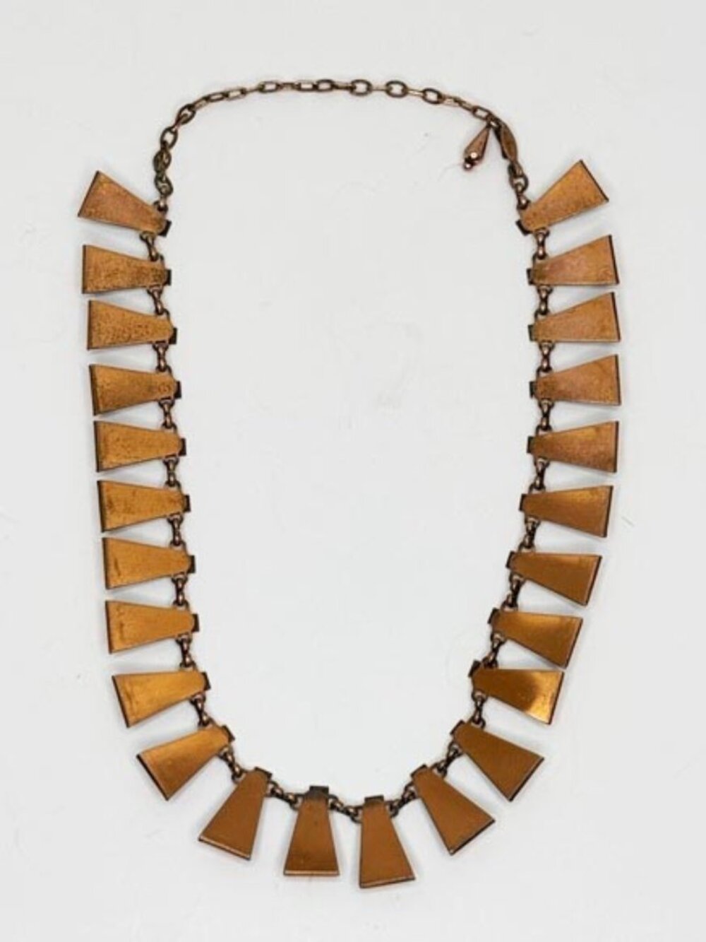 MID CENTURY MODERN RENOIR COPPER GEOMETRIC PYRAMID SHAPED FRINGE NECKLACE M - Picture 10 of 11